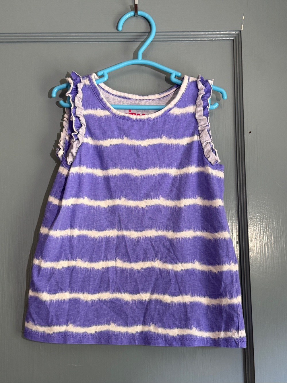 Circo Purple & White Stripe Ruffle Tank Top